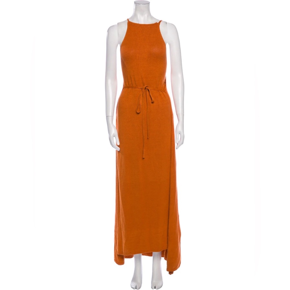 Cult Gaia orange remi tie-front knit maxi dress.
